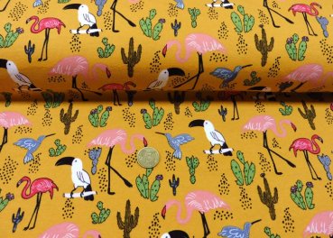 Tropical flamingo french terry mustard